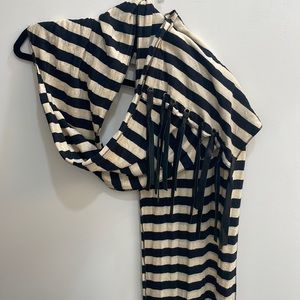 John Varvatos x Converse striped scarf with leather fringe